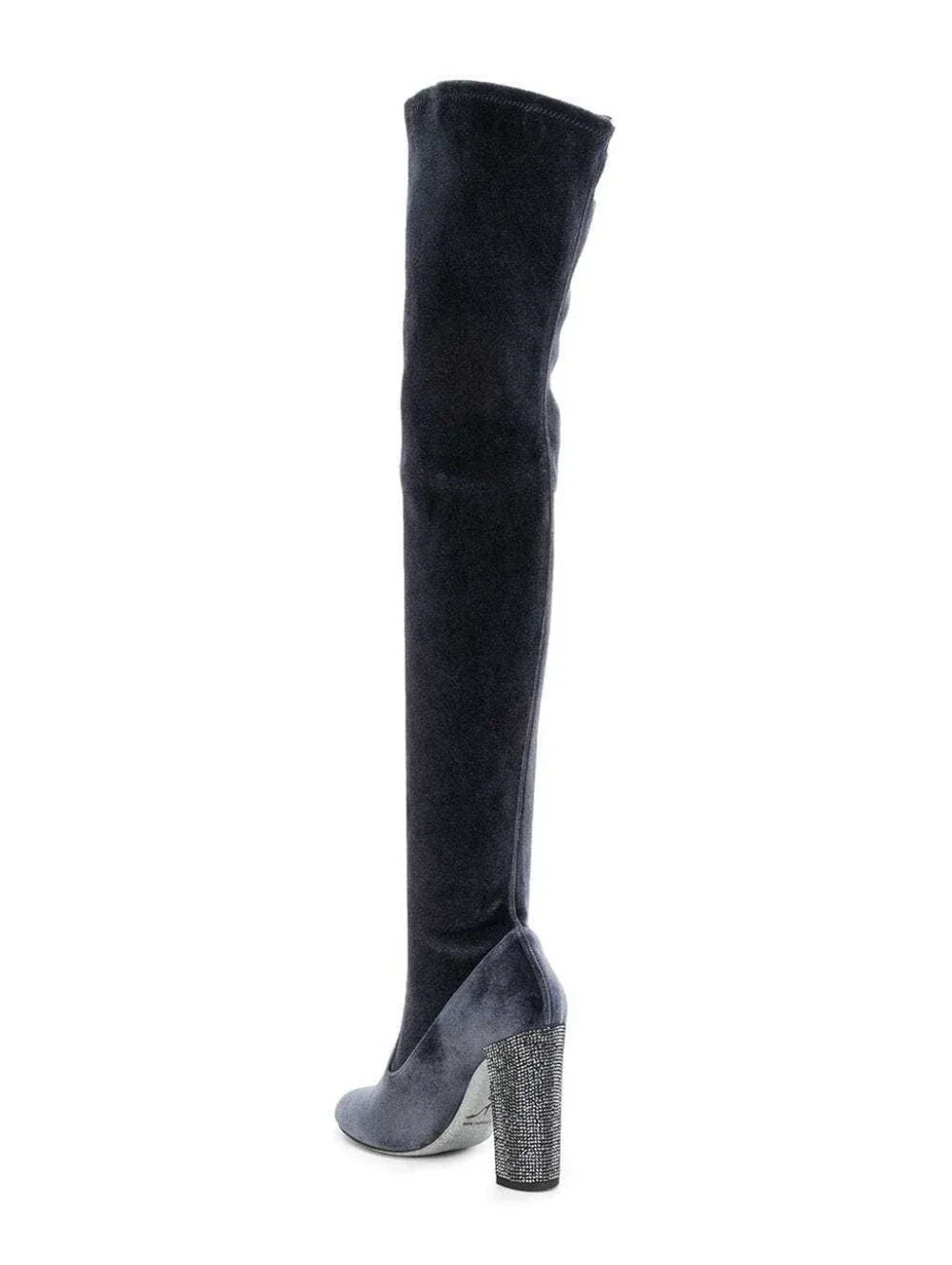 RENE CAOVILLA Swarovski Crystals Over Knee Velvet Boots 39